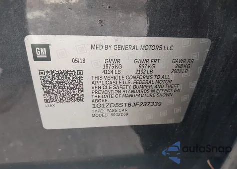 2018 Chevrolet Malibu Lt z USA, uszkodzony, nr VIN 1G1ZD5ST6JF237339